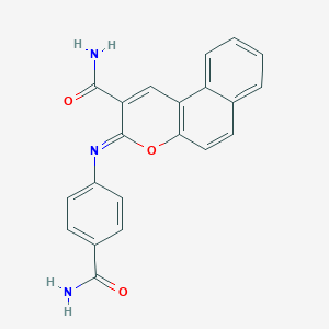 (3Z)-3-[(4-carbamoylphenyl)imino]-3H-benzo[f]chromene-2-carboxamide