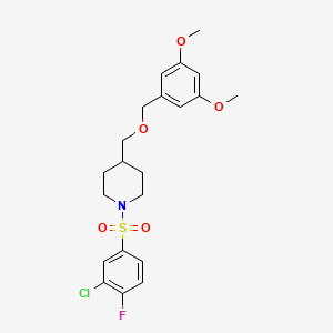 molecular formula C21H25ClFNO5S B6502356 1-(3-chloro-4-fluorobenzenesulfonyl)-4-{[(3,5-dimethoxyphenyl)methoxy]methyl}piperidine CAS No. 1396844-41-9