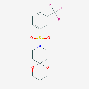 molecular formula C15H18F3NO4S B6502397 9-[3-(trifluoromethyl)benzenesulfonyl]-1,5-dioxa-9-azaspiro[5.5]undecane CAS No. 1351613-05-2