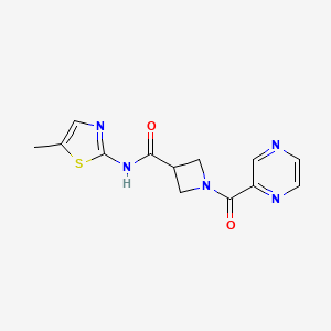 molecular formula C13H13N5O2S B6502411 N-(5-methyl-1,3-thiazol-2-yl)-1-(pyrazine-2-carbonyl)azetidine-3-carboxamide CAS No. 1396707-34-8