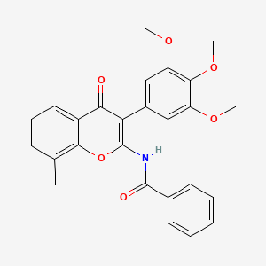 molecular formula C26H23NO6 B6502418 N-[8-methyl-4-oxo-3-(3,4,5-trimethoxyphenyl)-4H-chromen-2-yl]benzamide CAS No. 883962-25-2