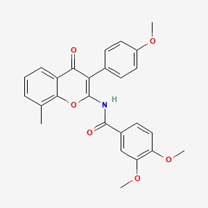 molecular formula C26H23NO6 B6502432 3,4-dimethoxy-N-[3-(4-methoxyphenyl)-8-methyl-4-oxo-4H-chromen-2-yl]benzamide CAS No. 883961-43-1