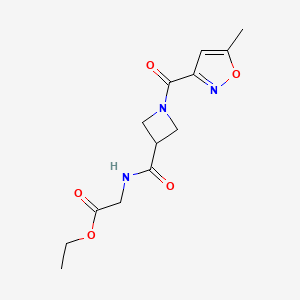 molecular formula C13H17N3O5 B6502456 ethyl 2-{[1-(5-methyl-1,2-oxazole-3-carbonyl)azetidin-3-yl]formamido}acetate CAS No. 1351588-97-0