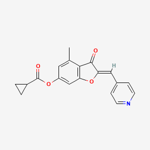 molecular formula C19H15NO4 B6502470 (2Z)-4-methyl-3-oxo-2-[(pyridin-4-yl)methylidene]-2,3-dihydro-1-benzofuran-6-yl cyclopropanecarboxylate CAS No. 903590-46-5