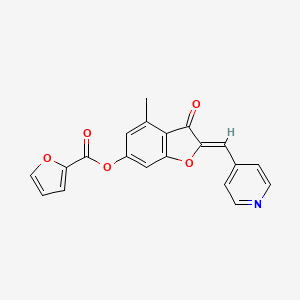 (2Z)-4-methyl-3-oxo-2-[(pyridin-4-yl)methylidene]-2,3-dihydro-1-benzofuran-6-yl furan-2-carboxylate