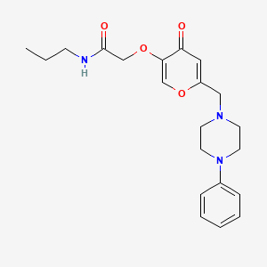 molecular formula C21H27N3O4 B6502482 2-({4-oxo-6-[(4-phenylpiperazin-1-yl)methyl]-4H-pyran-3-yl}oxy)-N-propylacetamide CAS No. 898420-28-5