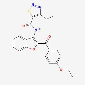 molecular formula C22H19N3O4S B6502513 N-[2-(4-ethoxybenzoyl)-1-benzofuran-3-yl]-4-ethyl-1,2,3-thiadiazole-5-carboxamide CAS No. 899975-51-0