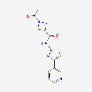 molecular formula C14H14N4O2S B6502533 1-acetyl-N-[4-(pyridin-3-yl)-1,3-thiazol-2-yl]azetidine-3-carboxamide CAS No. 1421491-52-2