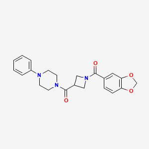 molecular formula C22H23N3O4 B6502585 1-[1-(2H-1,3-benzodioxole-5-carbonyl)azetidine-3-carbonyl]-4-phenylpiperazine CAS No. 1396845-67-2
