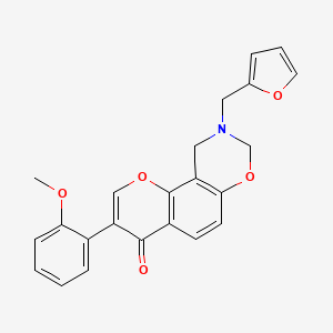 molecular formula C23H19NO5 B6502667 9-[(furan-2-yl)methyl]-3-(2-methoxyphenyl)-4H,8H,9H,10H-chromeno[8,7-e][1,3]oxazin-4-one CAS No. 929444-59-7