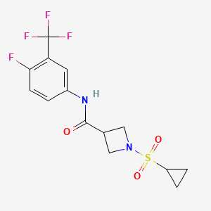 molecular formula C14H14F4N2O3S B6502713 1-(cyclopropanesulfonyl)-N-[4-fluoro-3-(trifluoromethyl)phenyl]azetidine-3-carboxamide CAS No. 1428357-38-3