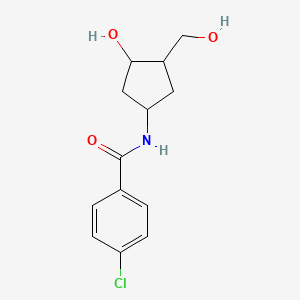 molecular formula C13H16ClNO3 B6502771 4-chloro-N-[3-hydroxy-4-(hydroxymethyl)cyclopentyl]benzamide CAS No. 1421516-48-4
