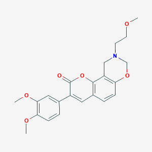 molecular formula C22H23NO6 B6502787 3-(3,4-dimethoxyphenyl)-9-(2-methoxyethyl)-2H,8H,9H,10H-chromeno[8,7-e][1,3]oxazin-2-one CAS No. 946384-23-2