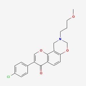 molecular formula C21H20ClNO4 B6502793 3-(4-chlorophenyl)-9-(3-methoxypropyl)-4H,8H,9H,10H-chromeno[8,7-e][1,3]oxazin-4-one CAS No. 946385-25-7