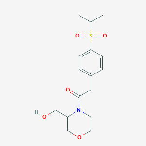 molecular formula C16H23NO5S B6502809 1-[3-(hydroxymethyl)morpholin-4-yl]-2-[4-(propane-2-sulfonyl)phenyl]ethan-1-one CAS No. 1421453-21-5