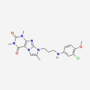 molecular formula C20H23ClN6O3 B6502812 8-{3-[(3-chloro-4-methoxyphenyl)amino]propyl}-1,3,7-trimethyl-1H,2H,3H,4H,8H-imidazo[1,2-g]purine-2,4-dione CAS No. 923229-49-6