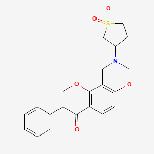 molecular formula C21H19NO5S B6502833 3-{4-oxo-3-phenyl-4H,8H,9H,10H-chromeno[8,7-e][1,3]oxazin-9-yl}-1lambda6-thiolane-1,1-dione CAS No. 946385-16-6
