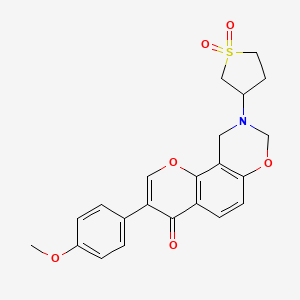 3-[3-(4-methoxyphenyl)-4-oxo-4H,8H,9H,10H-chromeno[8,7-e][1,3]oxazin-9-yl]-1lambda6-thiolane-1,1-dione