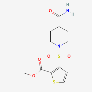 molecular formula C12H16N2O5S2 B6502865 methyl 3-[(4-carbamoylpiperidin-1-yl)sulfonyl]thiophene-2-carboxylate CAS No. 895261-95-7