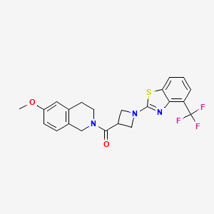 molecular formula C22H20F3N3O2S B6502873 6-methoxy-2-{1-[4-(trifluoromethyl)-1,3-benzothiazol-2-yl]azetidine-3-carbonyl}-1,2,3,4-tetrahydroisoquinoline CAS No. 1396687-43-6