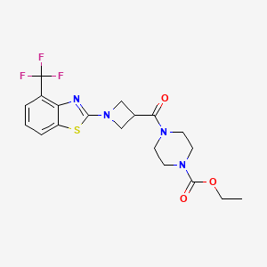 molecular formula C19H21F3N4O3S B6502875 ethyl 4-{1-[4-(trifluoromethyl)-1,3-benzothiazol-2-yl]azetidine-3-carbonyl}piperazine-1-carboxylate CAS No. 1396807-32-1
