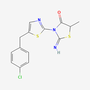 molecular formula C14H12ClN3OS2 B6502941 3-{5-[(4-chlorophenyl)methyl]-1,3-thiazol-2-yl}-2-imino-5-methyl-1,3-thiazolidin-4-one CAS No. 882180-61-2