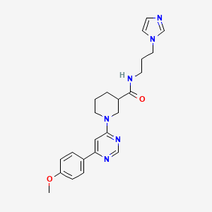 molecular formula C23H28N6O2 B6502962 N-[3-(1H-imidazol-1-yl)propyl]-1-[6-(4-methoxyphenyl)pyrimidin-4-yl]piperidine-3-carboxamide CAS No. 1396794-11-8