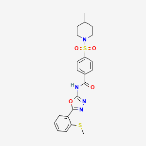 molecular formula C22H24N4O4S2 B6502986 4-[(4-methylpiperidin-1-yl)sulfonyl]-N-{5-[2-(methylsulfanyl)phenyl]-1,3,4-oxadiazol-2-yl}benzamide CAS No. 886909-99-5