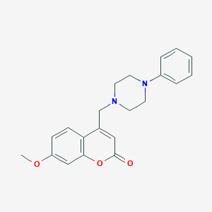 molecular formula C21H22N2O3 B6502992 7-methoxy-4-[(4-phenylpiperazin-1-yl)methyl]-2H-chromen-2-one CAS No. 859116-96-4