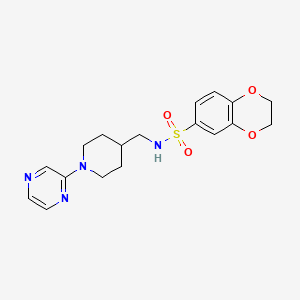 molecular formula C18H22N4O4S B6503012 N-{[1-(pyrazin-2-yl)piperidin-4-yl]methyl}-2,3-dihydro-1,4-benzodioxine-6-sulfonamide CAS No. 1396810-03-9