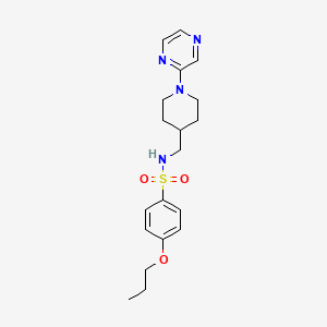 molecular formula C19H26N4O3S B6503026 4-propoxy-N-{[1-(pyrazin-2-yl)piperidin-4-yl]methyl}benzene-1-sulfonamide CAS No. 1396747-44-6