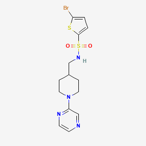 molecular formula C14H17BrN4O2S2 B6503030 5-bromo-N-{[1-(pyrazin-2-yl)piperidin-4-yl]methyl}thiophene-2-sulfonamide CAS No. 1396714-14-9