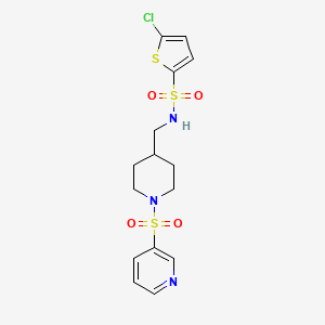 molecular formula C15H18ClN3O4S3 B6503044 5-chloro-N-{[1-(pyridine-3-sulfonyl)piperidin-4-yl]methyl}thiophene-2-sulfonamide CAS No. 1428351-80-7
