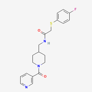 molecular formula C20H22FN3O2S B6503085 2-[(4-fluorophenyl)sulfanyl]-N-{[1-(pyridine-3-carbonyl)piperidin-4-yl]methyl}acetamide CAS No. 1396867-26-7