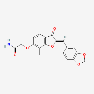 molecular formula C19H15NO6 B6503100 2-{[(2Z)-2-[(2H-1,3-benzodioxol-5-yl)methylidene]-7-methyl-3-oxo-2,3-dihydro-1-benzofuran-6-yl]oxy}acetamide CAS No. 859667-42-8