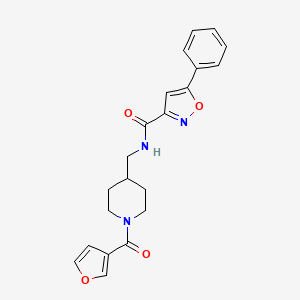 molecular formula C21H21N3O4 B6503157 N-{[1-(furan-3-carbonyl)piperidin-4-yl]methyl}-5-phenyl-1,2-oxazole-3-carboxamide CAS No. 1396885-00-9