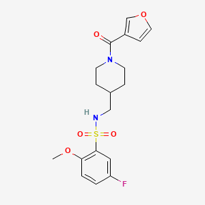 molecular formula C18H21FN2O5S B6503166 5-fluoro-N-{[1-(furan-3-carbonyl)piperidin-4-yl]methyl}-2-methoxybenzene-1-sulfonamide CAS No. 1396767-15-9