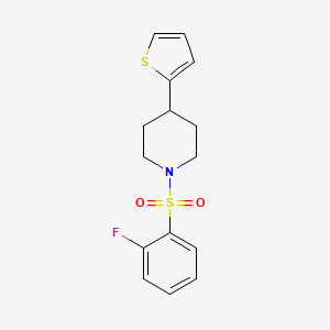 molecular formula C15H16FNO2S2 B6503202 1-(2-fluorobenzenesulfonyl)-4-(thiophen-2-yl)piperidine CAS No. 1396674-46-6