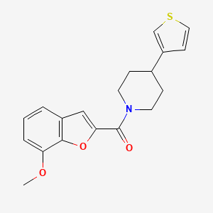 molecular formula C19H19NO3S B6503251 1-(7-methoxy-1-benzofuran-2-carbonyl)-4-(thiophen-3-yl)piperidine CAS No. 1396768-37-8