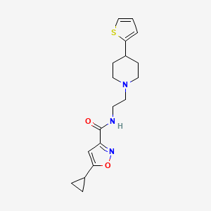 molecular formula C18H23N3O2S B6503272 5-cyclopropyl-N-{2-[4-(thiophen-2-yl)piperidin-1-yl]ethyl}-1,2-oxazole-3-carboxamide CAS No. 1428365-26-7