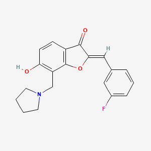 (2Z)-2-[(3-fluorophenyl)methylidene]-6-hydroxy-7-[(pyrrolidin-1-yl)methyl]-2,3-dihydro-1-benzofuran-3-one