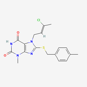 molecular formula C18H19ClN4O2S B6503363 7-[(2Z)-3-chlorobut-2-en-1-yl]-3-methyl-8-{[(4-methylphenyl)methyl]sulfanyl}-2,3,6,7-tetrahydro-1H-purine-2,6-dione CAS No. 919020-96-5