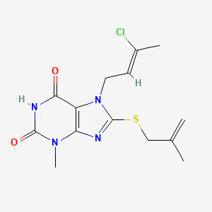 molecular formula C14H17ClN4O2S B6503364 7-[(2Z)-3-chlorobut-2-en-1-yl]-3-methyl-8-[(2-methylprop-2-en-1-yl)sulfanyl]-2,3,6,7-tetrahydro-1H-purine-2,6-dione CAS No. 919020-98-7