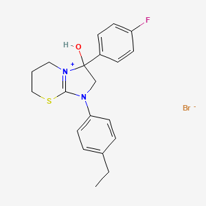 molecular formula C20H22BrFN2OS B6503403 1-(4-ethylphenyl)-3-(4-fluorophenyl)-3-hydroxy-2H,3H,5H,6H,7H-1lambda5-imidazo[2,1-b][1,3]thiazin-1-ylium bromide CAS No. 1107591-21-8