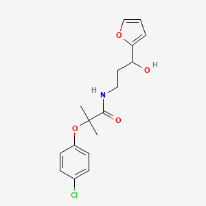 molecular formula C17H20ClNO4 B6503429 2-(4-chlorophenoxy)-N-[3-(furan-2-yl)-3-hydroxypropyl]-2-methylpropanamide CAS No. 1421453-60-2