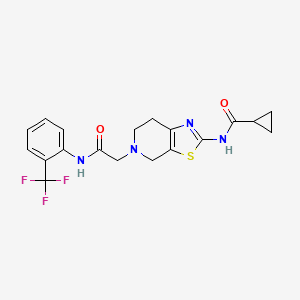 molecular formula C19H19F3N4O2S B6503515 N-[5-({[2-(trifluoromethyl)phenyl]carbamoyl}methyl)-4H,5H,6H,7H-[1,3]thiazolo[5,4-c]pyridin-2-yl]cyclopropanecarboxamide CAS No. 1351644-41-1
