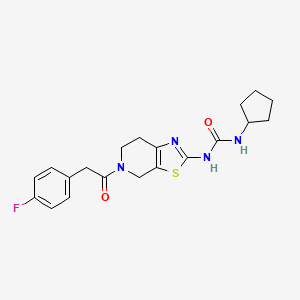 molecular formula C20H23FN4O2S B6503534 1-cyclopentyl-3-{5-[2-(4-fluorophenyl)acetyl]-4H,5H,6H,7H-[1,3]thiazolo[5,4-c]pyridin-2-yl}urea CAS No. 1396872-17-5