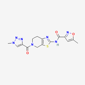 molecular formula C15H15N7O3S B6503541 5-methyl-N-[5-(1-methyl-1H-1,2,3-triazole-4-carbonyl)-4H,5H,6H,7H-[1,3]thiazolo[5,4-c]pyridin-2-yl]-1,2-oxazole-3-carboxamide CAS No. 1396872-40-4
