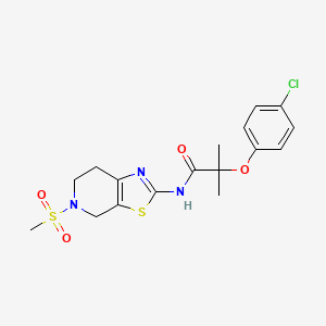 molecular formula C17H20ClN3O4S2 B6503550 2-(4-chlorophenoxy)-N-{5-methanesulfonyl-4H,5H,6H,7H-[1,3]thiazolo[5,4-c]pyridin-2-yl}-2-methylpropanamide CAS No. 1421465-00-0