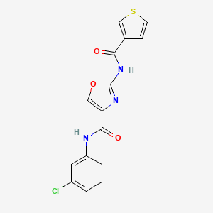 molecular formula C15H10ClN3O3S B6503555 N-(3-chlorophenyl)-2-(thiophene-3-amido)-1,3-oxazole-4-carboxamide CAS No. 1421528-92-8